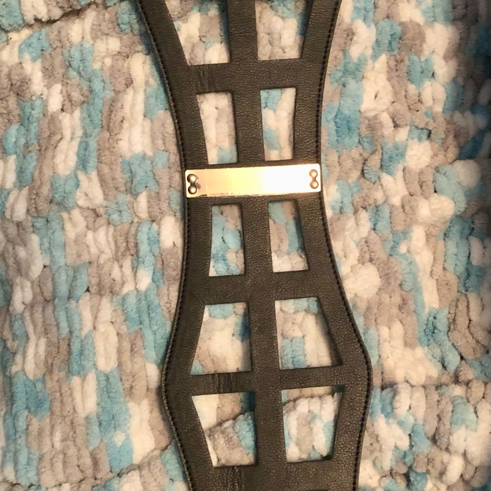 torrid Black Cutout Faux Leather Waist Belt with Gold Accent